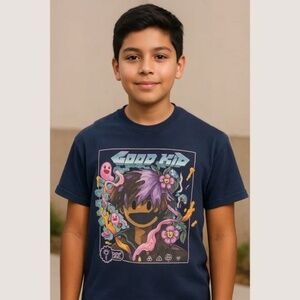 GOOD KID Graphic Tee – Navy • Size Small (Gildan Heavy Cotton)